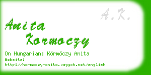 anita kormoczy business card